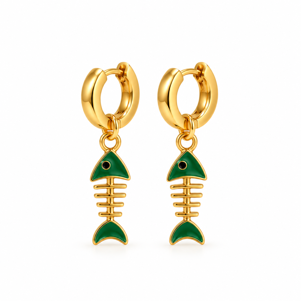 Fishbone Charm Hoops