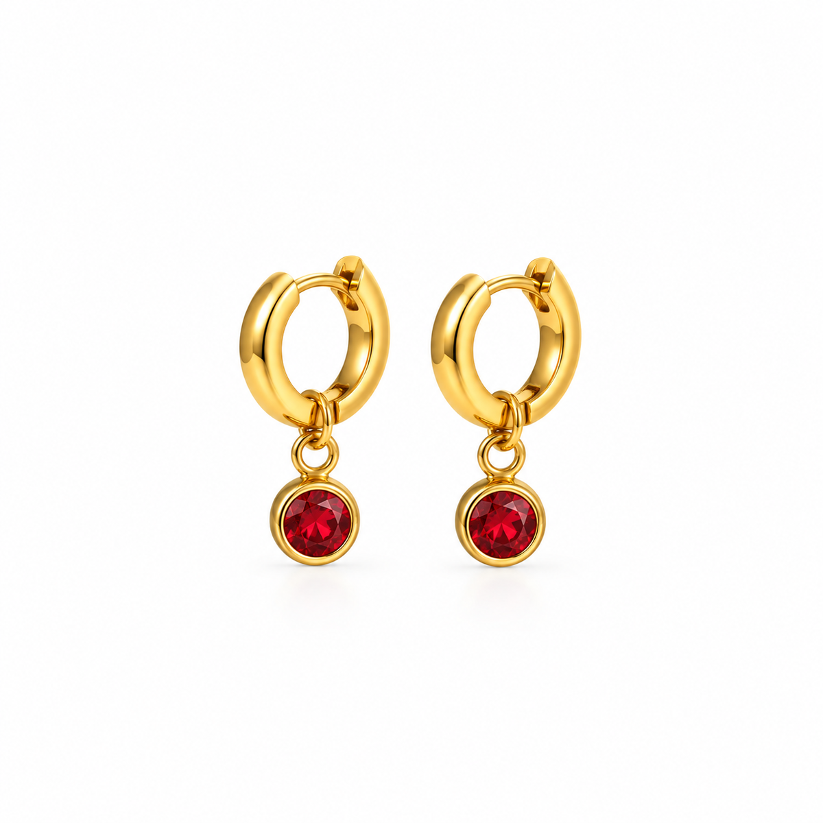 Ruby Huggie Hoops